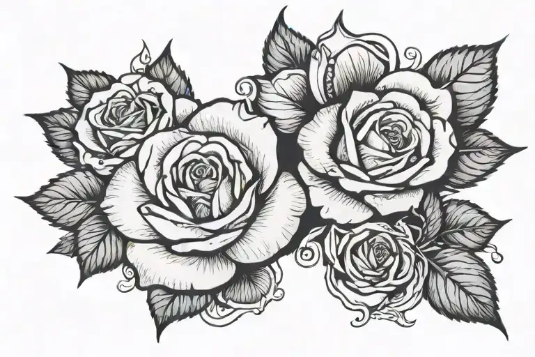 Rose Tattoo With Ada Written Next To It With Shading Around It