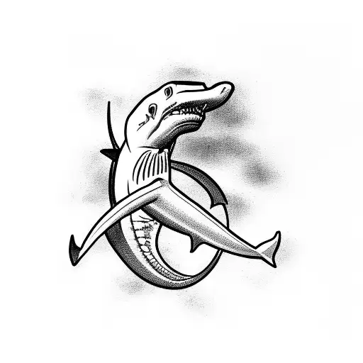 Simple Hammerhead Shark Outline Facing Towards The Right