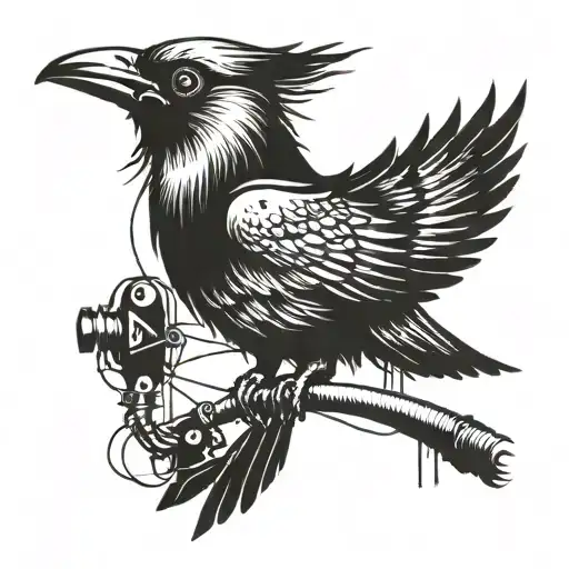 A Mechanical Crow Perched On A Sparking Electrical Wire