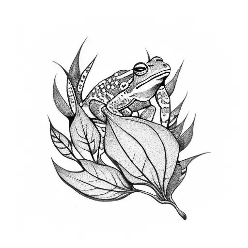Botanical Gothic Leaves Frog