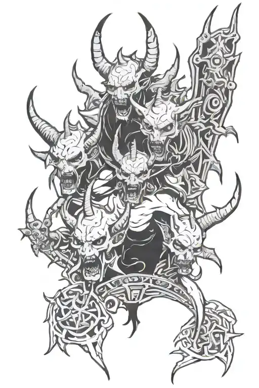 Demons Looking Over Hell From Earth Fire Air