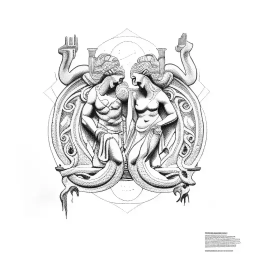 Sleeve With Ancient Greek Gods And Goddesses And Medusa