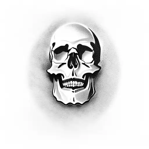 Skull Hands On Knee