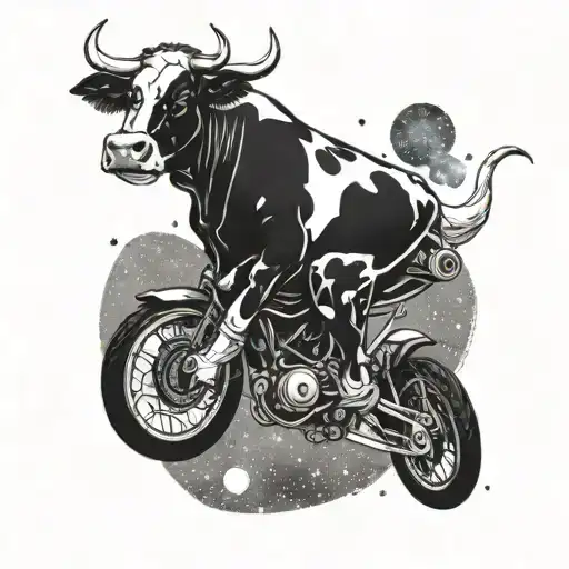 An Nt Cow Riding A Motorcycle Through A Cosmic Jewish Galaxy