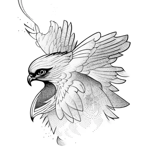 Hawk Perched On A Tree Branch Overlooking Water With A Fish Arm Sleeve