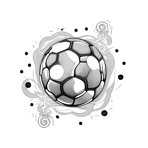 A Fierce Soccer Ball Surrounded By Swirling Vines And Flowers