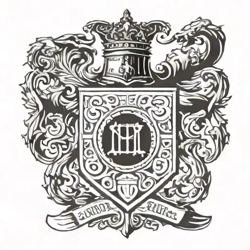 Scottish Clan Crest With Heraldic Elements Representing Scottish Father And English Mother