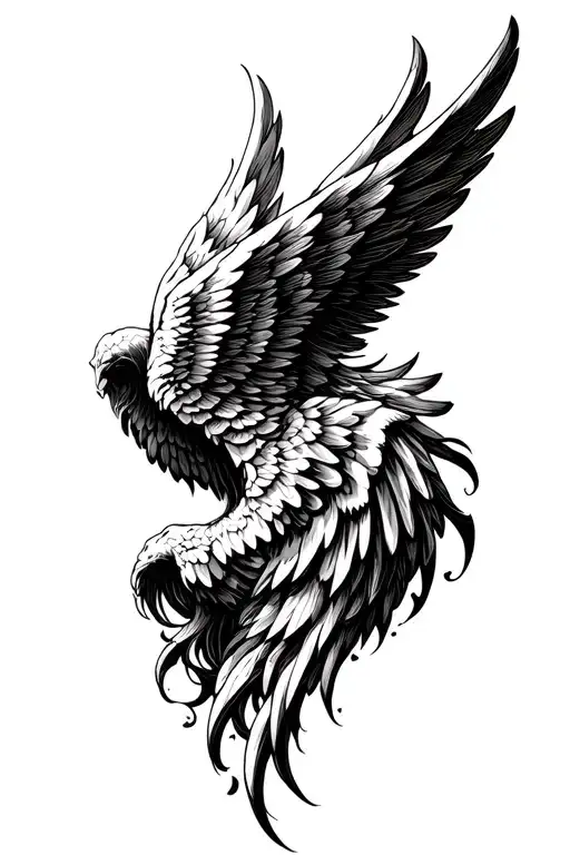 6 Winged Fallen Angel Wings Intertwined