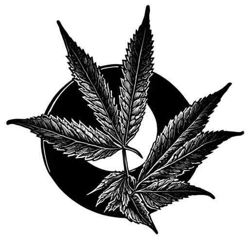 Moon Marijuana Leaf