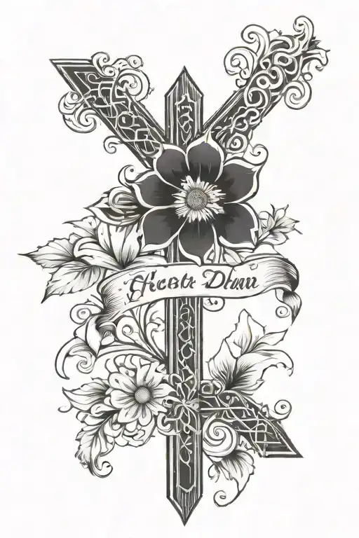 Cross With Name And Date