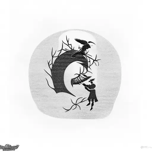 A Blackwork Tattoo Of A Vintage Car With A Silhouette Of Your Family In The Background