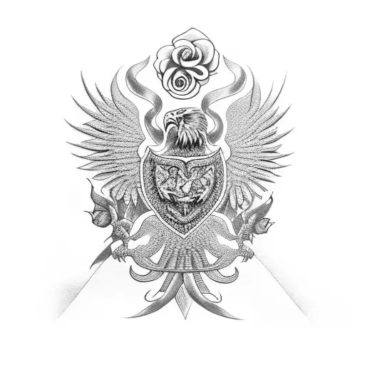 2 Headed Eagle With Roses