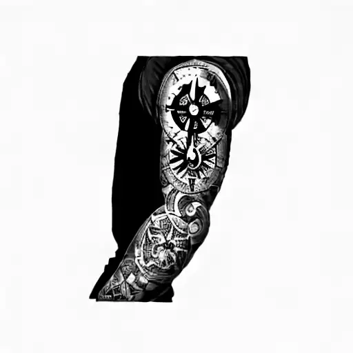 A Sleeve With A Playing Cards And A Compass