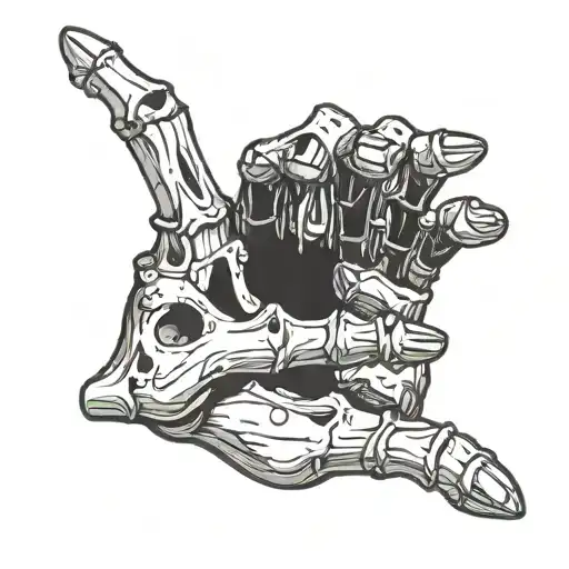 A Skeleton Hand Throwing Up 4 Fingers And Then Another Skeleton Hand Throwing Up A L