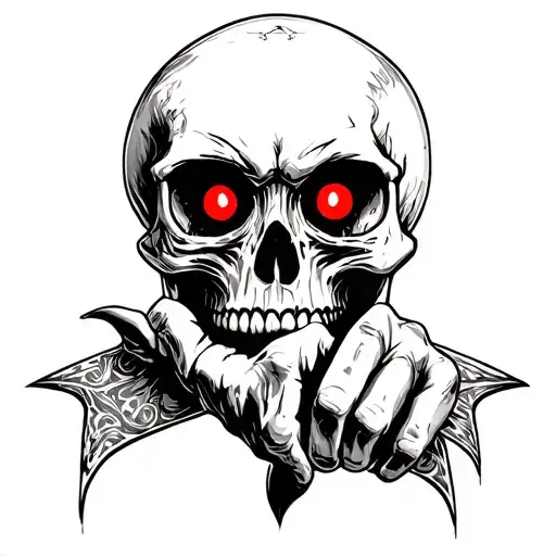 Skull With Red Eyes Flipping You Off