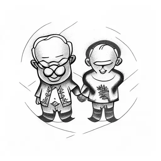 Grandpa And Grandson Holding Hands