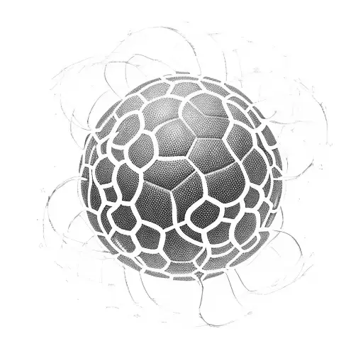 A Blackwork Soccer Ball Surrounded By Swirling Hair Strands