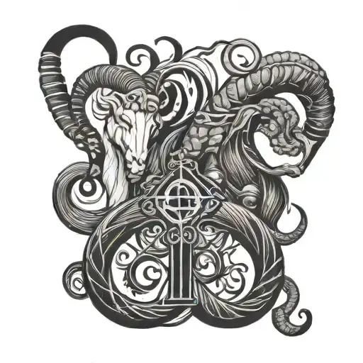 Intertwined Capricorn Aries And Aquarius Zodiac Symbol
