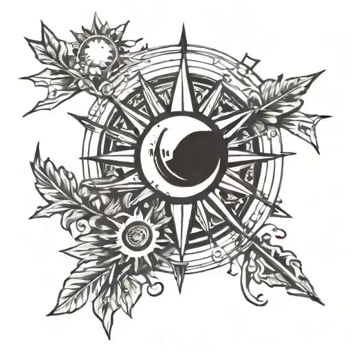 Sun And Moon Representing Patentes With Three Arrows Crossed Representing Brothers