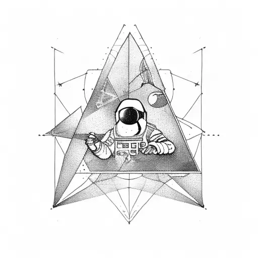 Astronaut Playing A Triangle In Space