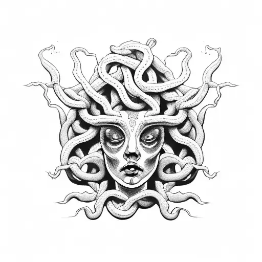 A Blackwork Tattoo Of Medusa