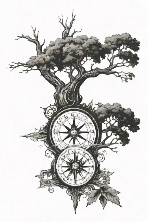 A Diment Shaped Elder Tree With A Compass