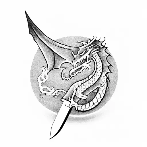 A Knife With A Dragon Around The Handle