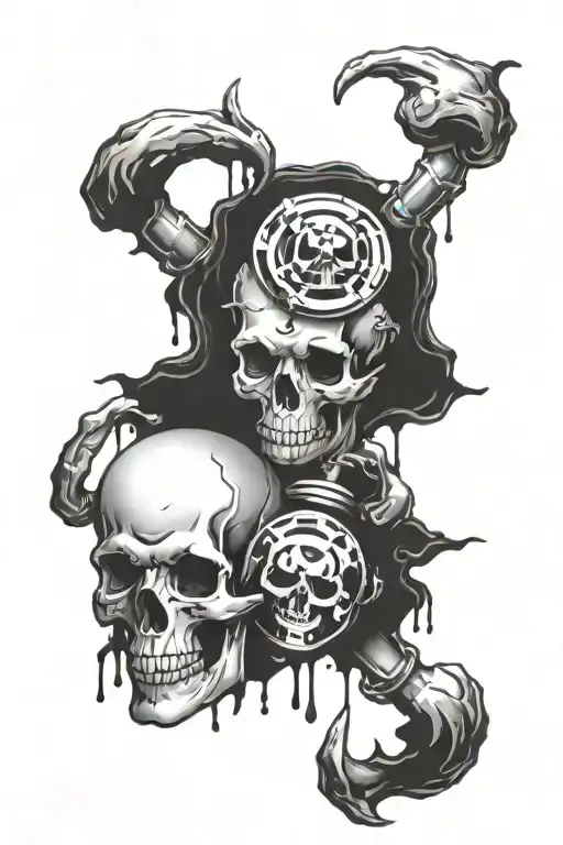 A Graffiti-inspired Cancer Zodiac Symbol Incorporating Spray Paint Cans And Skulls