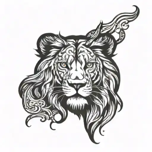 Lion Mirror Reflecting