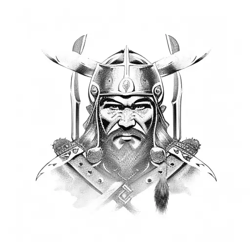 Viking Warrior Engaged In A Fierce Battle With A Mythical Creature