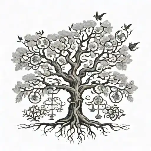 A Stylized Family Tree Intertwined With Anatomical Elements