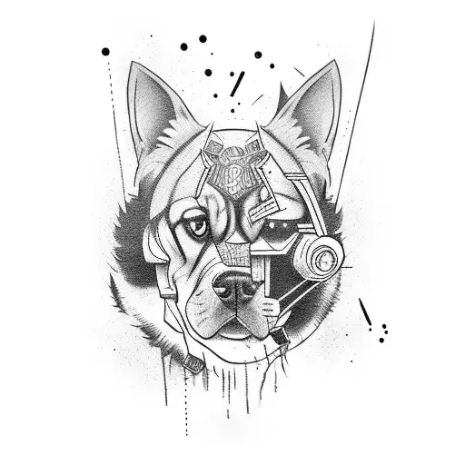 A Fierce-looking Dog With A Guitar Strapped Around Its Body