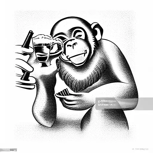 Monkey Drinking Beer