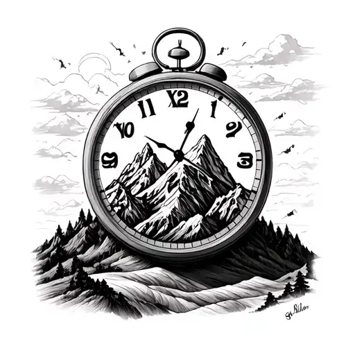 Mountain Happy Surrealism Time Clock