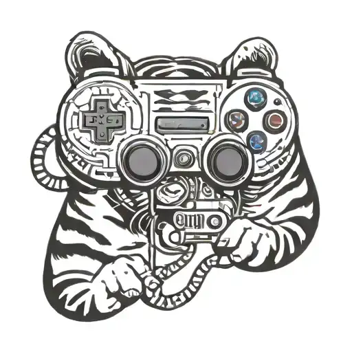 A White Tiger Playing A Playstation Controller Like A Musical Instrument
