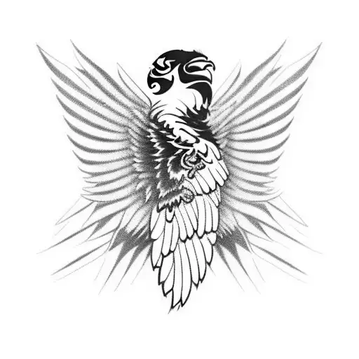 Iowa Hawkeyes Logo Transformed Into A Fierce Hawk With Wings Spread Wide