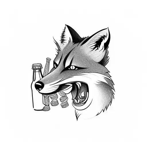 Fox With Beer And Football