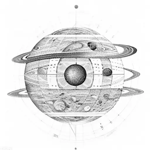 Large Solar System Orrery Sphere With A Sky Background Of Stars