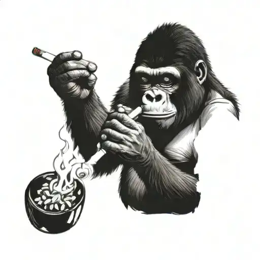 Gorilla Smoke Cigarette Being Consumed