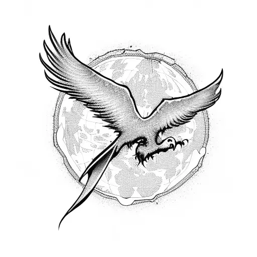 A Majestic Phoenix Soaring Above A World Map