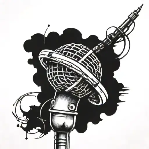 A Detailed Microphone Intertwined With A Dna Double Helix