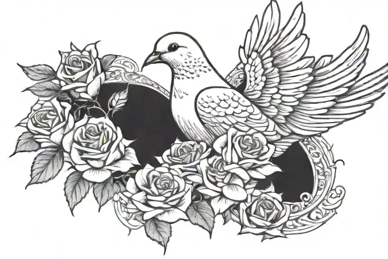 Dove Carrying Roses Wrapped