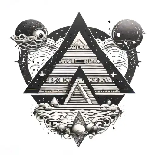 An Aztec Pyramid Surrounded By Cosmic Stars Surrounding