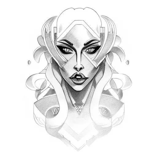 A Fierce Female Fatale Character Driving A Futuristic Car