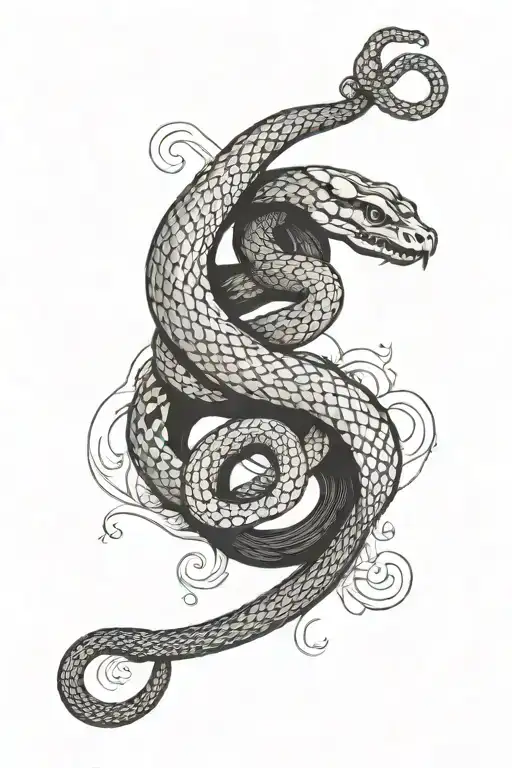 Snake With Crescent Moon Halo Wrapped Around Brand Of Sacrifice Symbol
