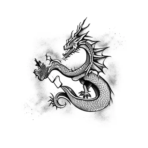 A Fierce Dragon Playing A Guitar