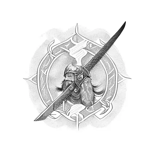 A Viking Holding A Roman Sword