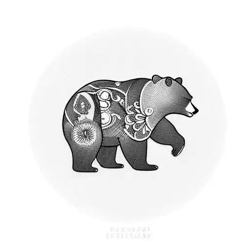 Design A Tattoo That Showcases A Bear Playing A Guitar In A Western Country Music Setting