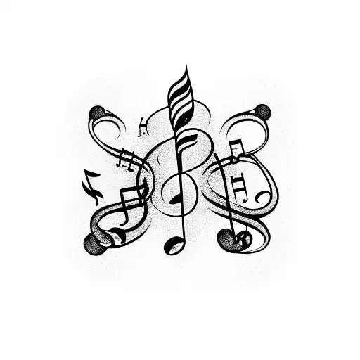 Music Notes Intertwined With Positive Words