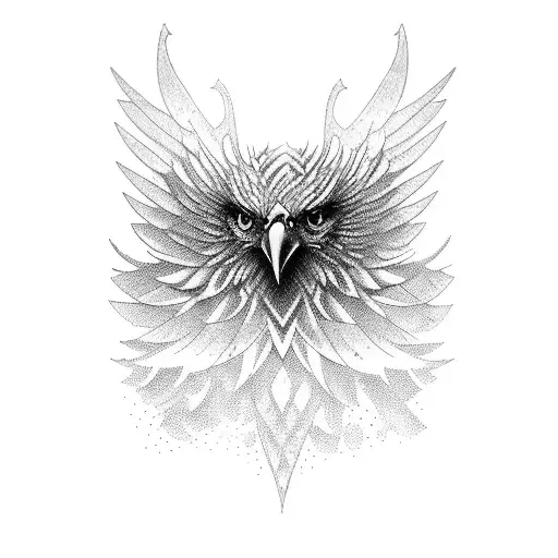 A Blackwork Tattoo Of A Majestic Eagle Perched On A Tree Branch